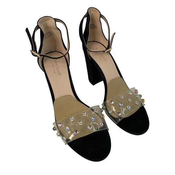 Kate Spade New York Marci Black Sandals Embellished PVC Strap Size 7M 7285 - Picture 2 of 14